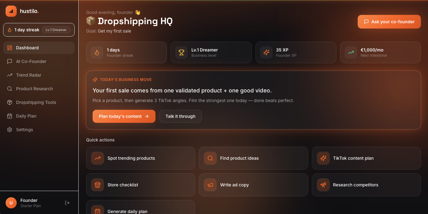 Hustilo dashboard